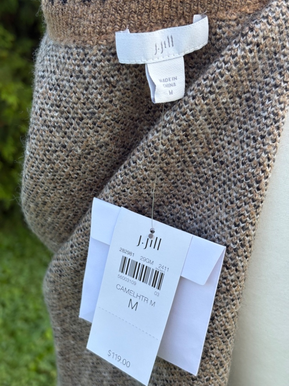 J. Jill Houndstooth Button-Front Plaid Sweater Jacket Coat, Size Medium, NWT - Picture 8 of 10
